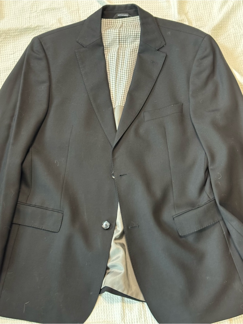 Hugo Boss Men's Black weave Blazer - Classic Two-Button Suit Jacket 42R